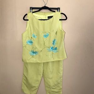 Positive Attitude 2 piece lime green pants and top